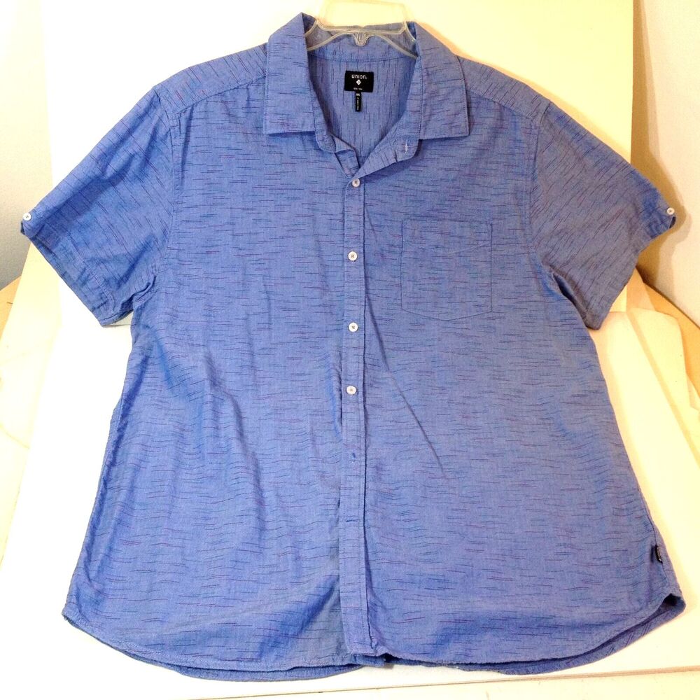 Union Mens Button Up Shirt Short Sleeve Size XXL 100% Cotton